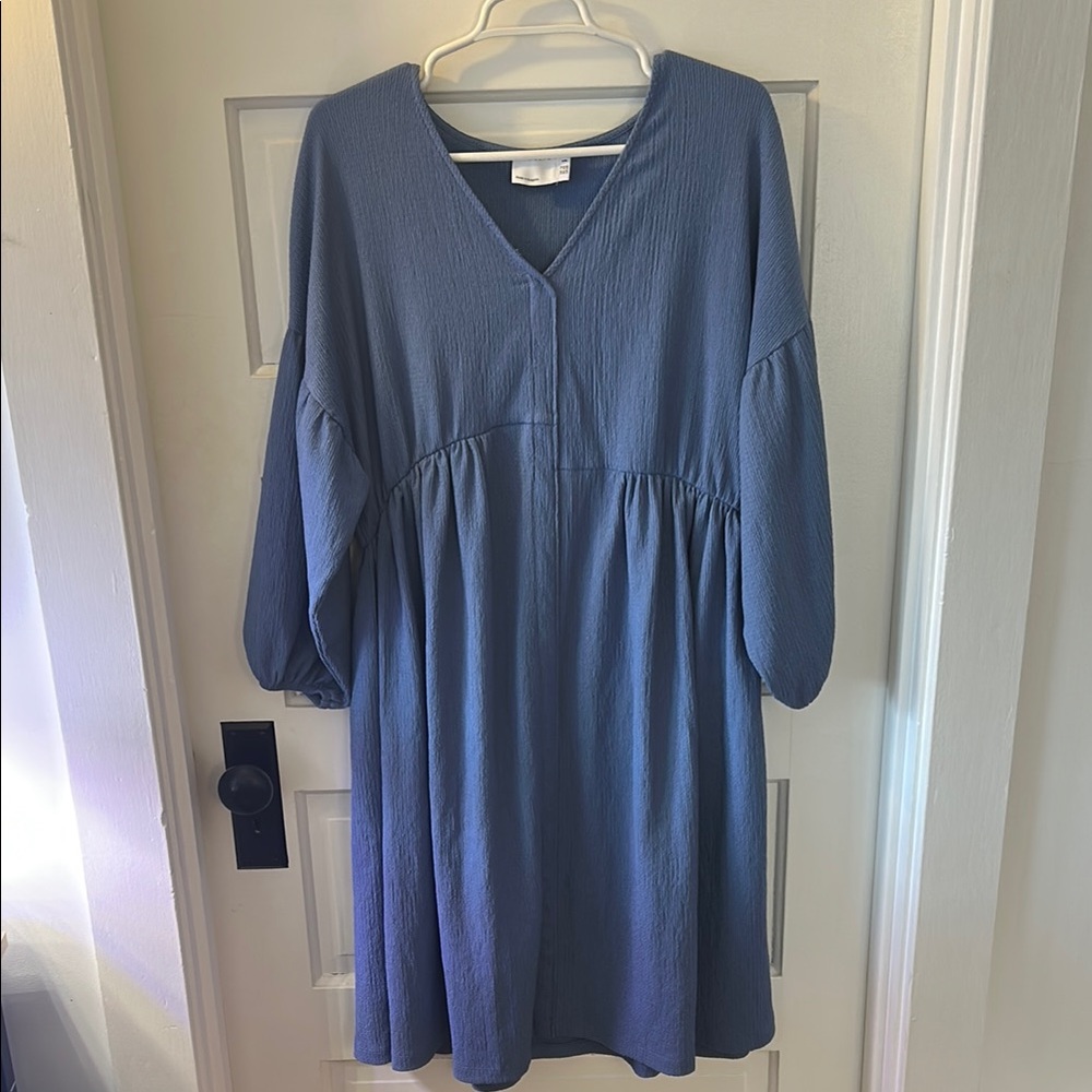 Blue V-Neck Dress